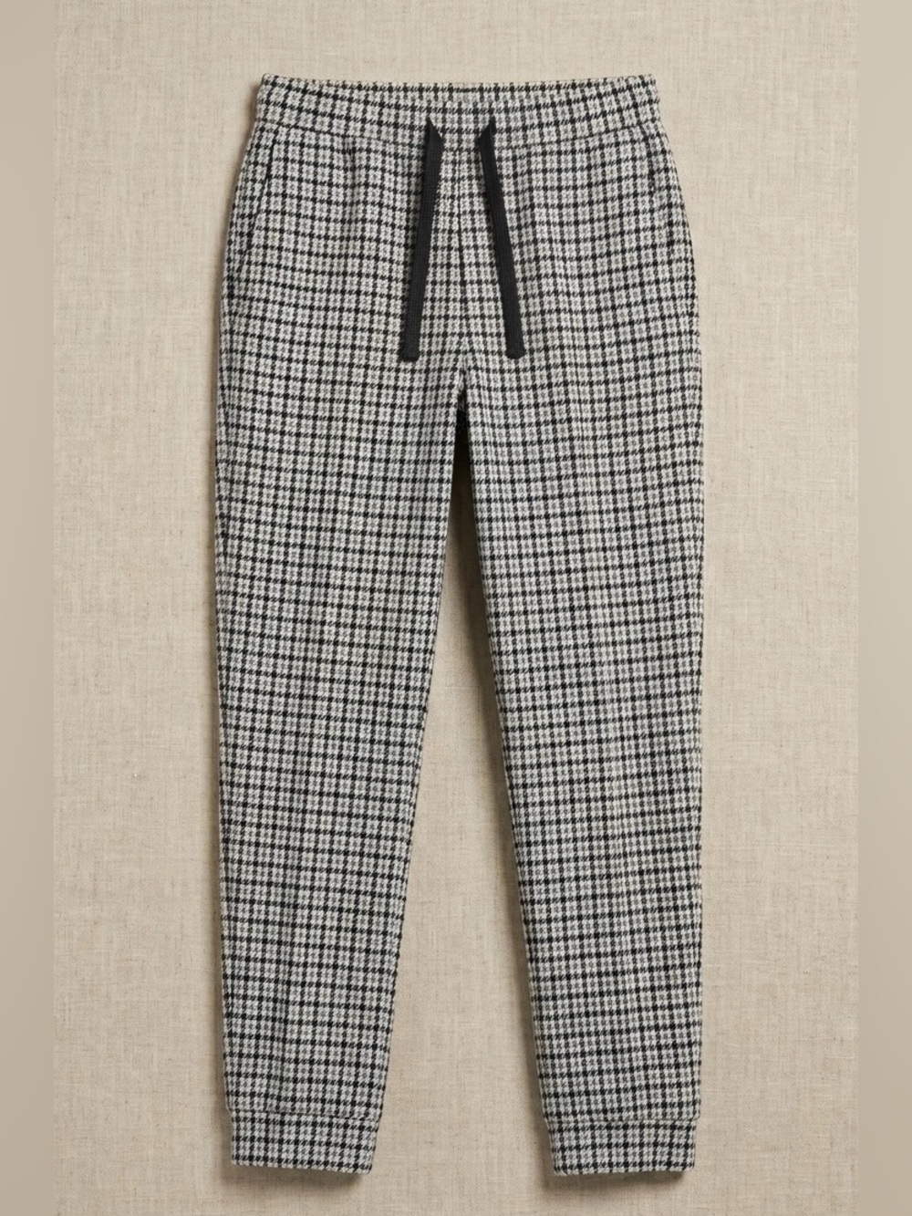 Janie and Jack Boys Blue, Black & White Houndstooth Jogger Pants - holiday wear